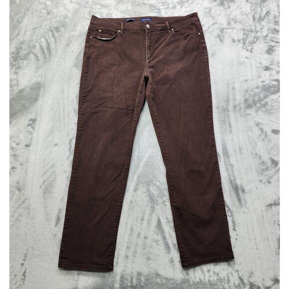 Charter Club Jeans Womens 18 Brown Lexington Straight Mid Rise Stretch Denim - Picture 1 of 14